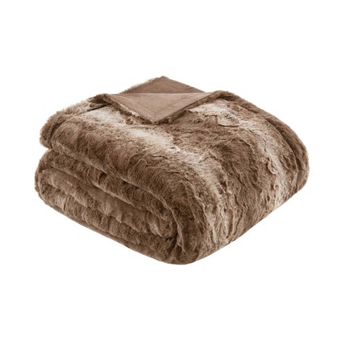 80 X 60 HUGE Luxury Plush Faux Fur Throw Blanket, Long Pile Gorgeous Brown
