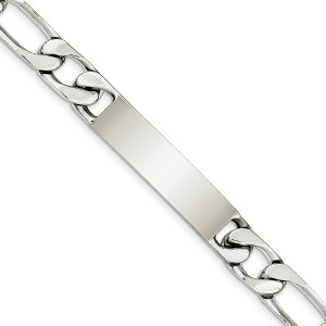 Black Bow Jewelry Men's 10mm Sterling Silver Engravable Figaro Link I.D. Bracelet - 1 of 4