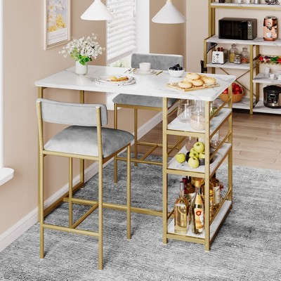 Bar Stools Set of 2, Kitchen Bar Stools with Footrest, Upholstered Bar Chairs with Back, Counter Height Bar Stools for Counter Bar