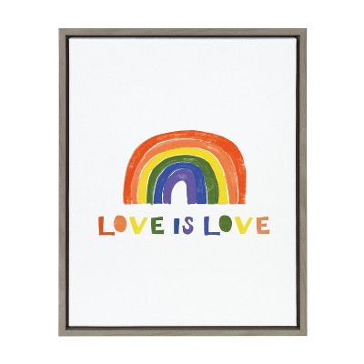 18" x 24" Sylvie Love is Love Framed Canvas by Maja Tomljanovic Gray - Kate & Laurel All Things Decor