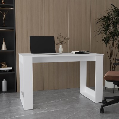 Vynxaria Writing Desk - Modern Home Office, White, 47.2" Wide