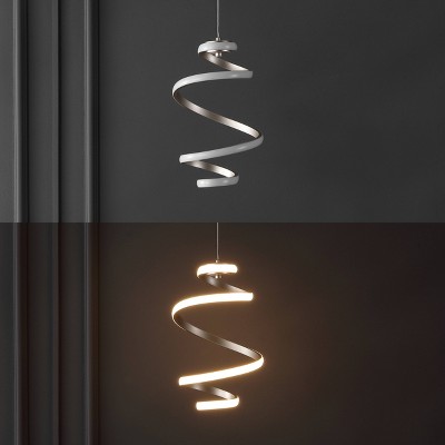 11" Silver Modern Minimalist Aluminum LED Pendant Light