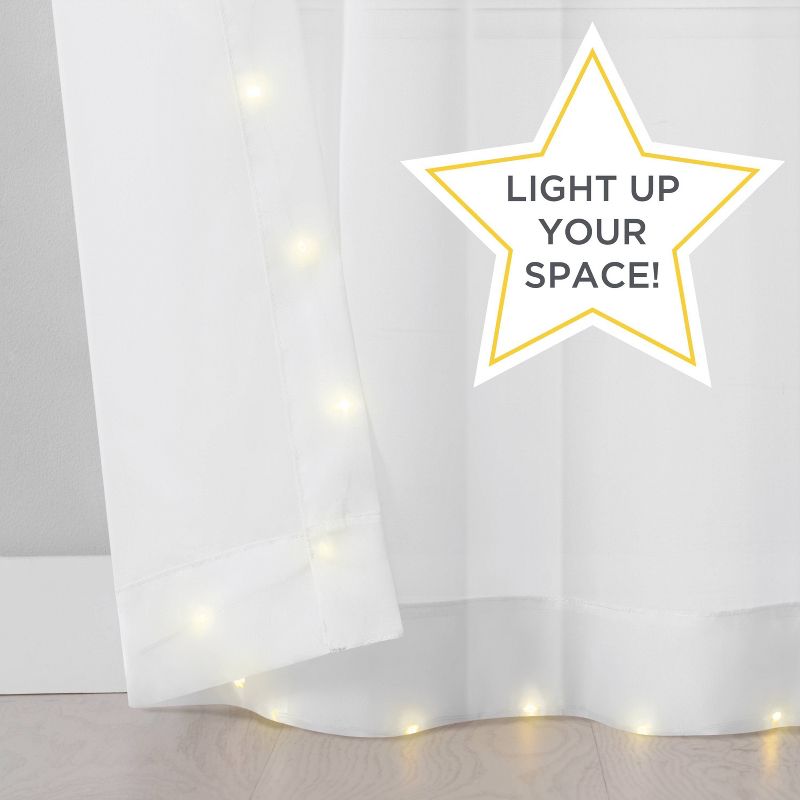 Kids' Sheer Starlight Light Up Hookless Curtain Panel Lights with Remote Control - Eclipse, 3 of 11