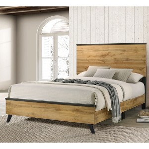 Queen Size Platform Bed with Headboard for Bedroom - 1 of 4