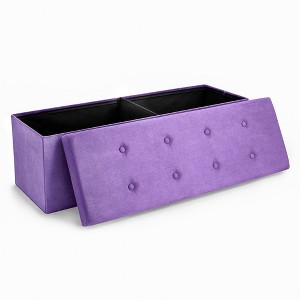 Sorbus Collapsible Bench Ottoman With Cover - Faux Suede - 1 of 4