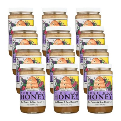 Bee Flower & Sun Honey Co. Blueberry Blossom Pure Raw Honey - Case of 12/1 lb