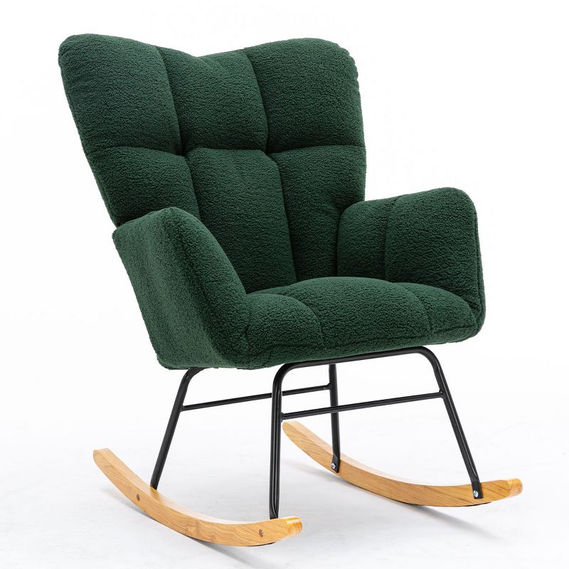Epping Nursery Rocking Chair,Teddy Swivel Accent Chair,Upholstered Glider Rocker Rocking Accent Chair,Wingback Rocking Chairs-Maison Boucle, 3 of 9