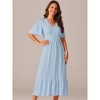 Seta T Women's Boho Ruffle Short Sleeve V Neck Swiss Dots Tiered Midi Dress - 2 of 4