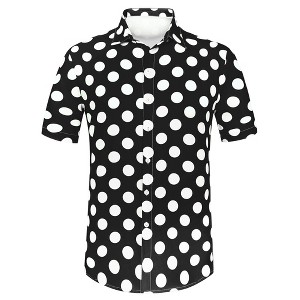 Lars Amadeus Men's Summer Polka Dots Button Down Short Sleeves Hawaiian Shirts - 1 of 4