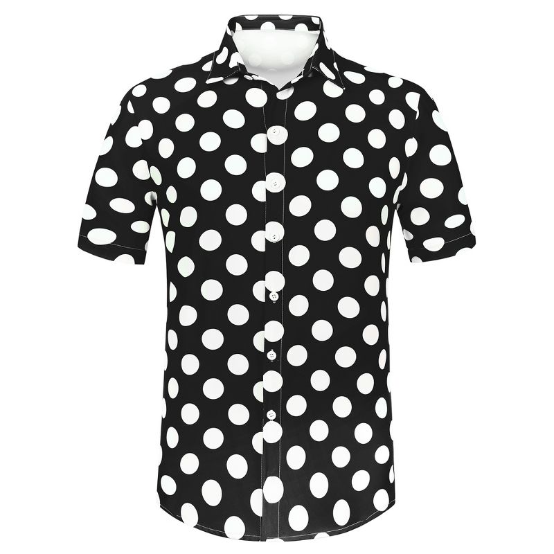 Lars Amadeus Men's Summer Polka Dots Button Down Short Sleeves Hawaiian Shirts, 1 of 7
