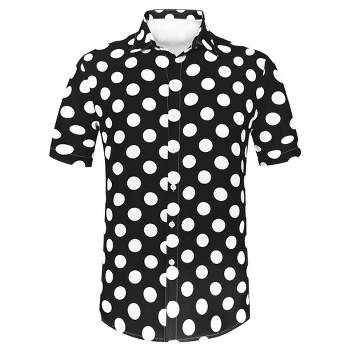 Lars Amadeus Men's Summer Polka Dots Button Down Short Sleeves Hawaiian Shirts