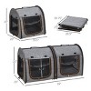 Munora 39" Twin Compartment Cat Carrier, Foldable Soft-Sided Kennel with Cushions & Bag (Gray) - 4 of 4