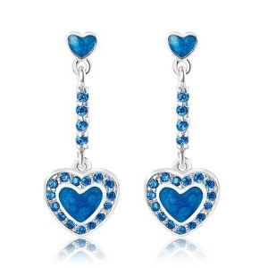 Chanteur Hypoallergenic Kids Jewelry Accessories Heart Dangle CZ White Gold Palladium Plating Stud Earrings Surgical Titanium Posts - 1 of 1