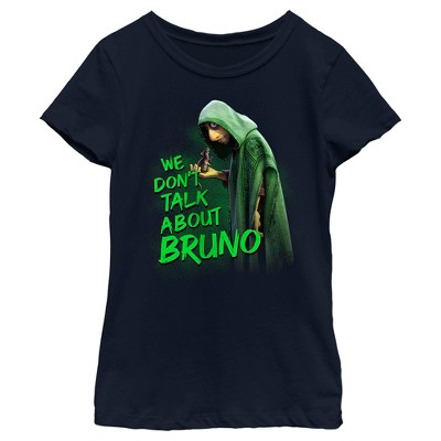 Girl's Encanto We Don't Talk About Bruno Green Text T-Shirt