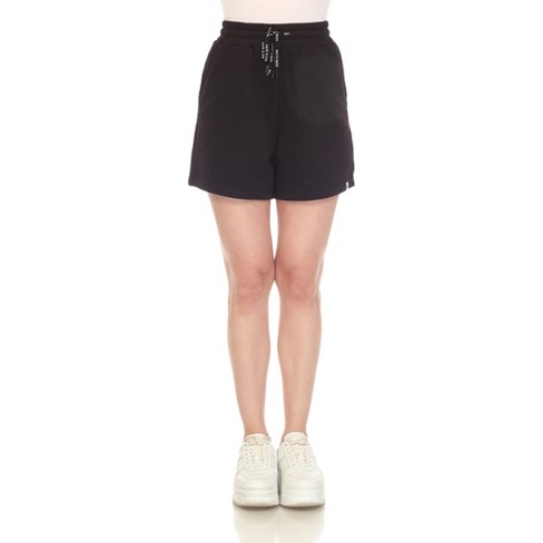 Women's Super Soft Drawstring Waistband Sweat Short Black Large -White Mark