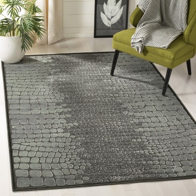 Hand-Tufted Geometric Gray Wool and Viscose 5'1" x 7'6" Area Rug