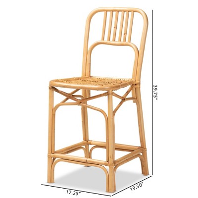 Ivora Artisan-Crafted Natural Rattan Counter Stool in Brown