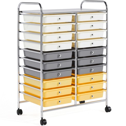 Yaheetech 20 Drawers Rolling Storage Cart Mobile Storage Bin Trolley, White