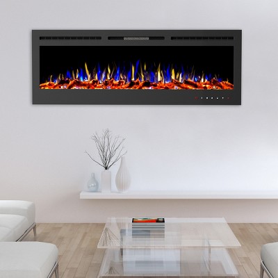 72 Electric Fireplace- Front Vent, Wall Mount or Recessed-3 Color LED Flame, 10 Fuel Bed Colors & 3 Media-Touch Screen & Remote Control by Northwest