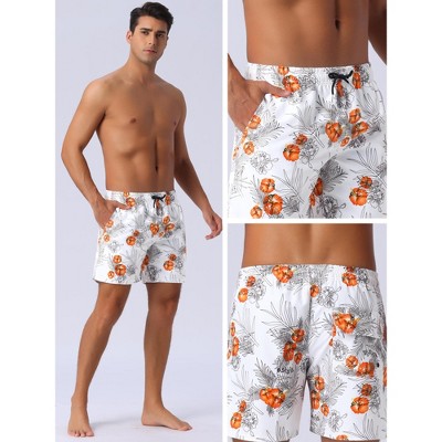 INSPIRE CHIC Men's Summer Hawaiian Pattern Drawstring Elastic Waist Mesh Lining Board Shorts White 28 — фото 5