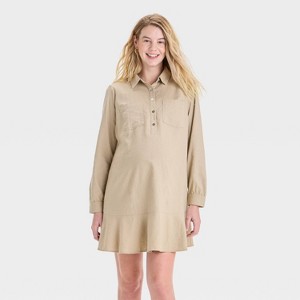 Long Sleeve Flounce Hem Mini Maternity Shirtdress - Isabel Maternity by Ingrid & Isabel™ - 1 of 3