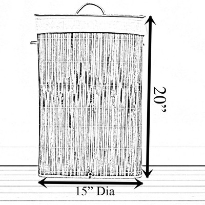 Round Bamboo Collapsible Laundry Hamper with Lid and Handles
