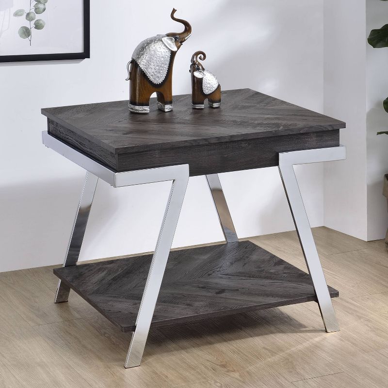 Roma End Table Metal and Wood Dark Gray - Steve Silver Co., 1 of 5