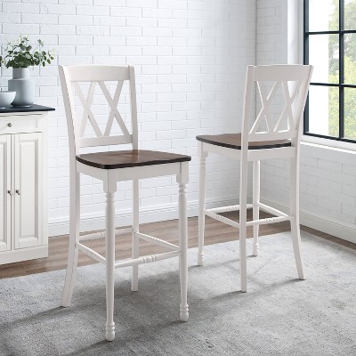 Shelby 47.5" White Wood Double X Bar Stool Set