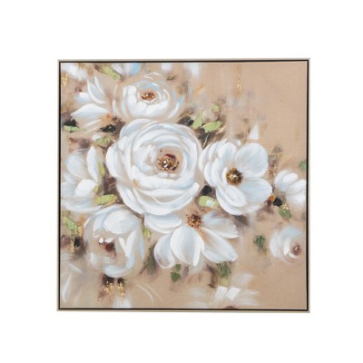 Fisfet 36" x 36" Square Framed Wall Art Flower Canvas Print, Home Decor for Living Room Kitchen Foyer Office