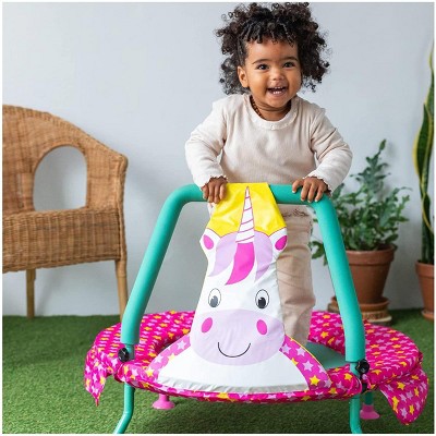 Multicolor Unicorn Nursery Trampoline with Foam Pad