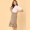 Allegra K Women's Summer Floral Elastic Waist High Low Ruffle Hem Midi Skirts - 4 of 4