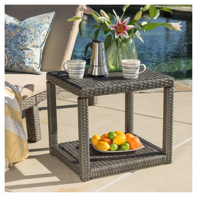Boracay Rectangle Wicker Side Table Multibrown - Christopher Knight Home