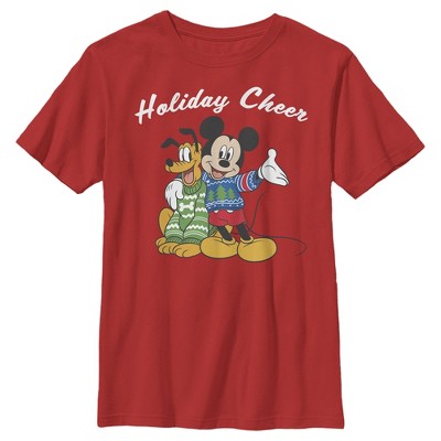 Boy's Disney Holiday Cheer With Mickey & Pluto T-Shirt