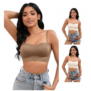 INSPIRE CHIC 3 Pcs Women's Push Up U Back Adjustable Straps Full Cup Wirefree Tube Convertible Bras - 1 of 4