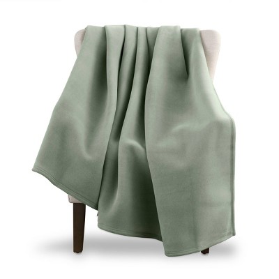 Luxurious Moss Green Fleece Full/Queen Blanket - Lightweight and Reversible