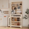 Kitchen Pantry Cabinet, 62 Inch Freestanding Hutch Cupboard with Large Countertop - 2 of 4