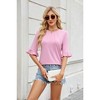 Women's Crew Neck Ruffle Sleeve Top, Half - Sleeve Pleated T - Shirt, Casual Flowy Tee - 4 of 4