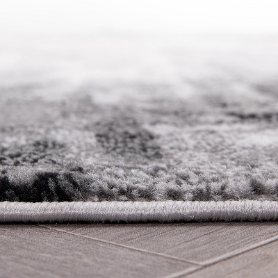 Black and Gray Abstract Art Synthetic Area Rug 3'3" x 5'