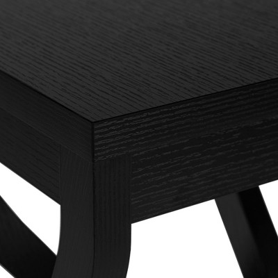 Black Square Wood 3-Tier Accent Table with Curved Legs
