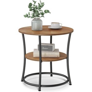 Side Table, 2-Tier Round End Table, Nightstand with Steel Frame for Small Spaces, Living Room, Bedroom - 1 of 4