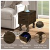 ORRD Solid Wood Narrow End Table with Drawer, 23.6" Vintage Nightstand for Bedroom & Living Room, Espresso - 3 of 4