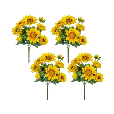 GlasFlength Artificial Plants Small Fake Plants Artificial Cream Sunflower Faux Plants for Indoor Home Decor, Yellow, 10.2"*11"*18.9"