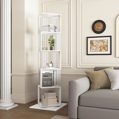 NicBex Bookcases for Living Room 5-Tier Rotating Bookshelf Floor Rack Simple Multi-Function Bookcase Shelf for Home Office