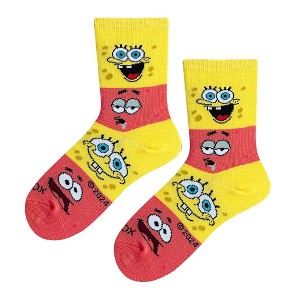 Cool Socks, Spongebob & Patrick, Funny Novelty Socks, Large - 1 of 2
