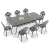 9-Piece Patio Set: Rectangle Table & 8 Chairs - Cast Aluminum, All-Weather/Umbrella Hole & Adjustable Legs for Balcony/Backyard - 3 of 4