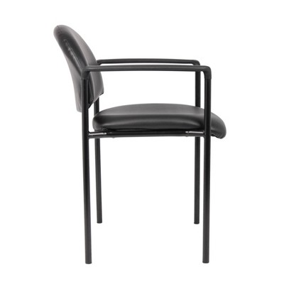 Contemporary Black Caressoft Stacking Chair with Metal Frame