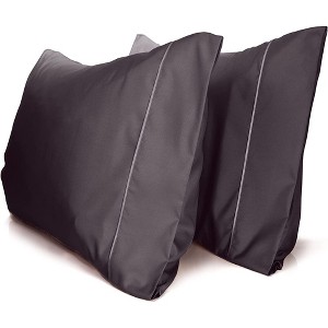 LuxClub 2 PC Performance Microfiber Solid Pillowcase Set - 1 of 3
