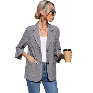 Blazer Casual Open Front 3/4 Sleeve Suit Jackets Business Work Office Blazers - 1 of 4