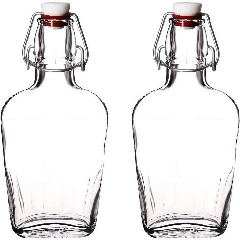 Amici Home Italian Recycled Green 25 Oz Faceted Hermetic Glass Bottles, Set  Of 2 : Target