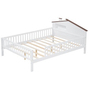 NicBex Twin/Full Size Wood Platform Bed with House-shaped Headboard and LED Lights for Adults/Boys/Girls - 1 of 4